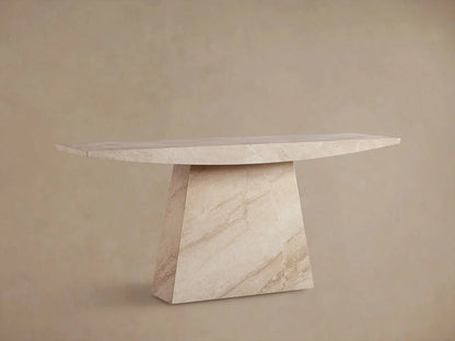 Ilaria Coralle Marble Entryway Console Table in Beige Stone Hallway Entrance Table