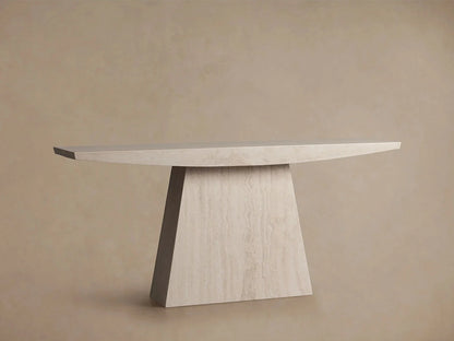 Ilaria Stone Entrance Console Table in Light Travertine Hallway Entryway Table
