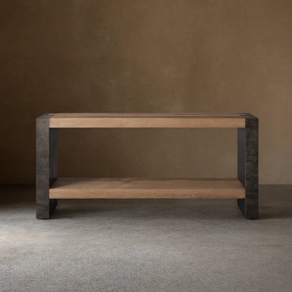 Telluride Entryway Console Table Reclaimed Oak Hallway Entrance Table With Steel Base