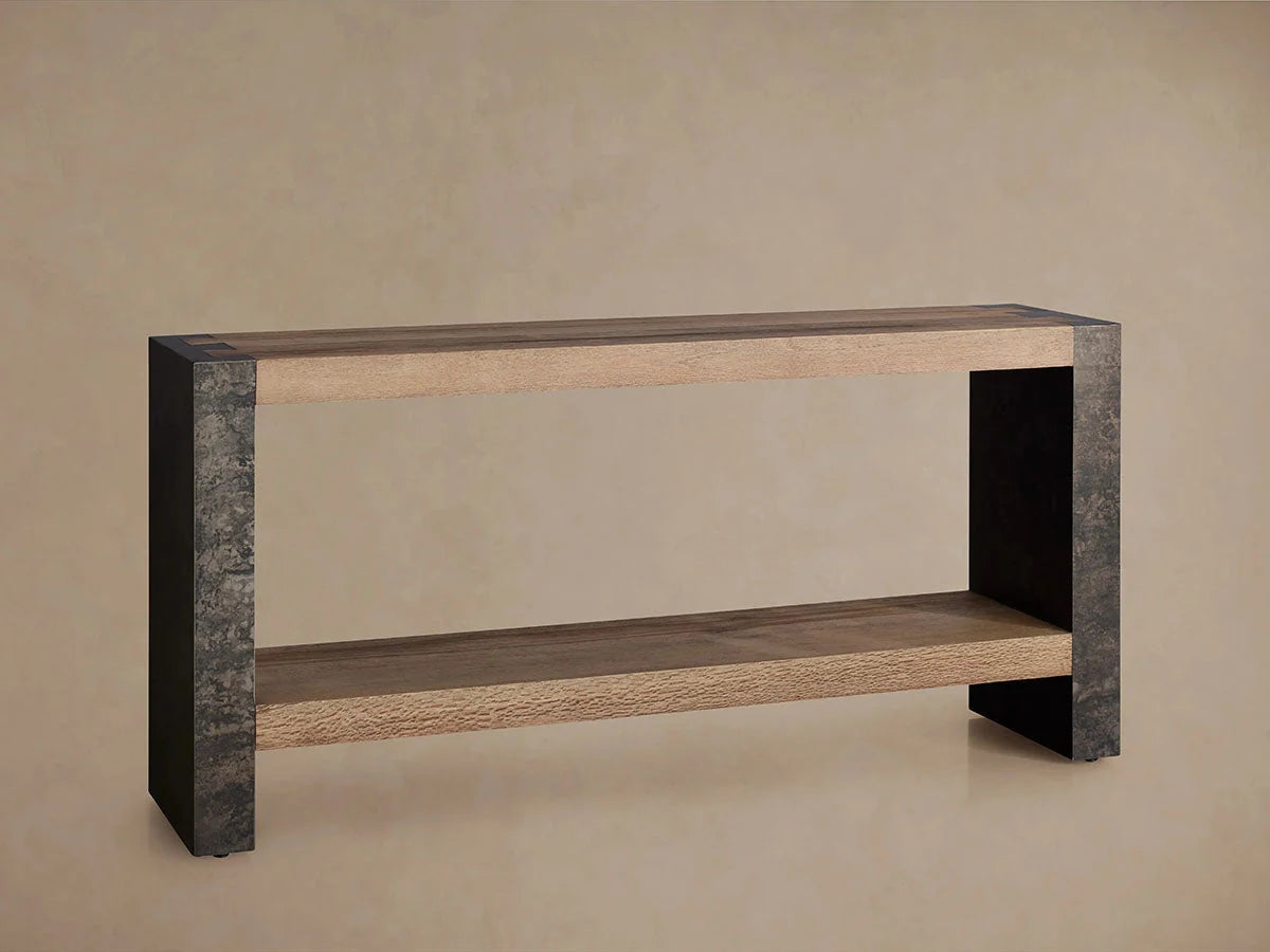 Telluride Entryway Console Table Reclaimed Oak Hallway Entrance Table With Steel Base