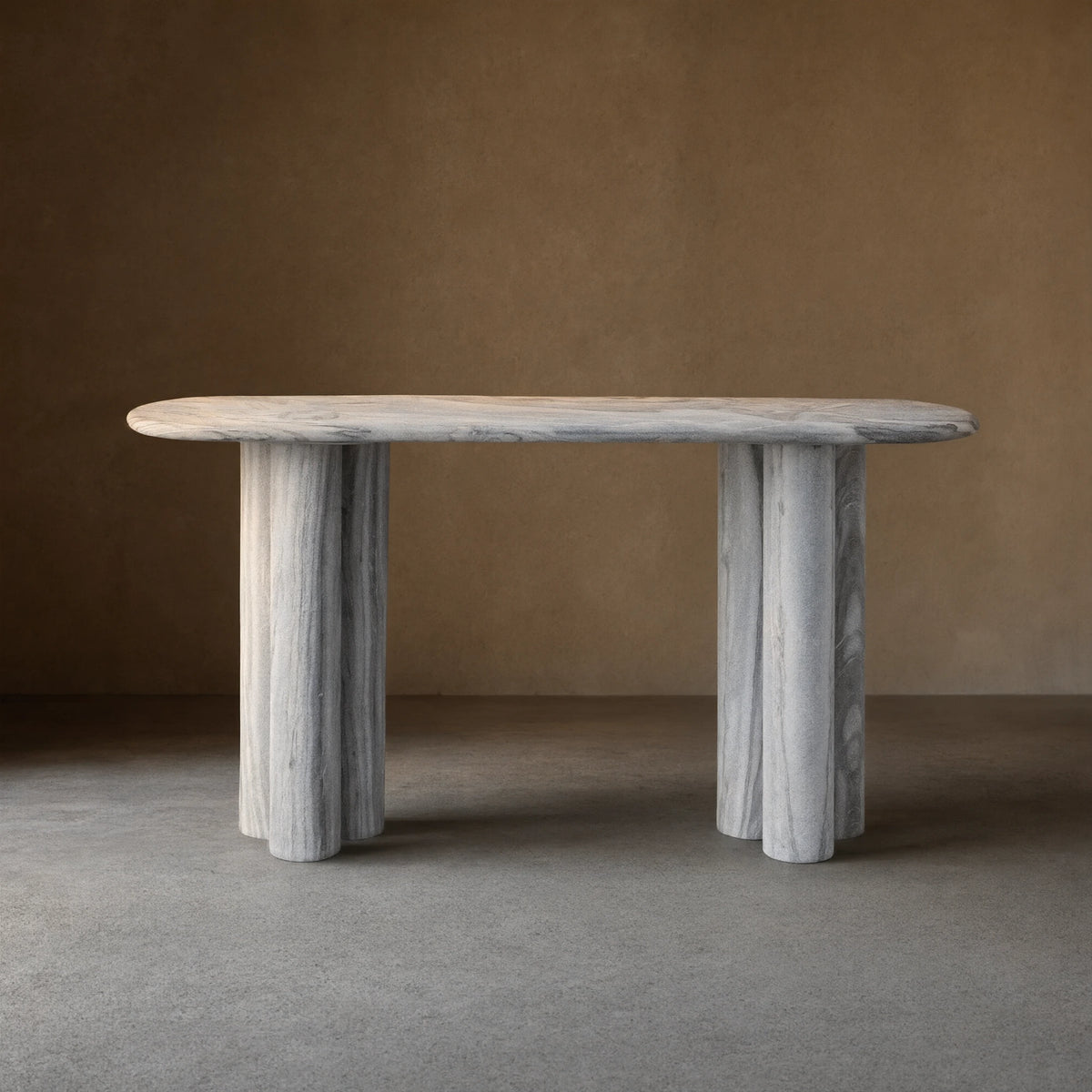 Serafin Entryway Console Table in Grey Dolomite Natural Stone Hallway Entrance Table