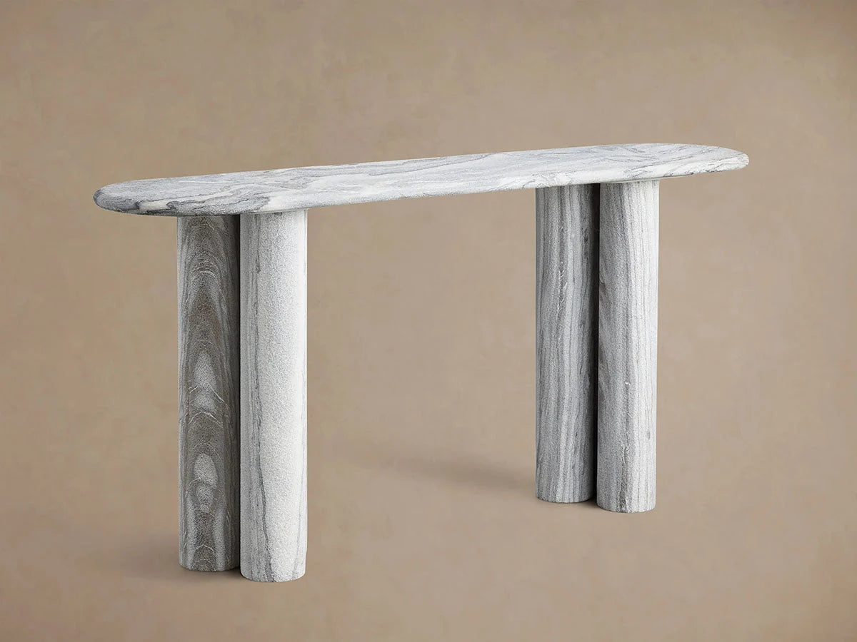 Serafin Entryway Console Table in Grey Dolomite Natural Stone Hallway Entrance Table