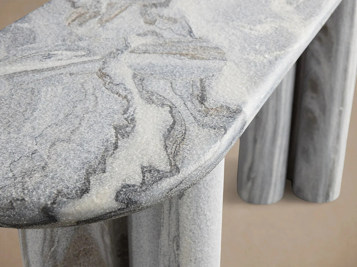 Serafin Entryway Console Table in Grey Dolomite Natural Stone Hallway Entrance Table