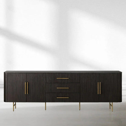 Finnley Marble Top Sideboard Wood Bluestone Top Buffet Cabinet with Drawers