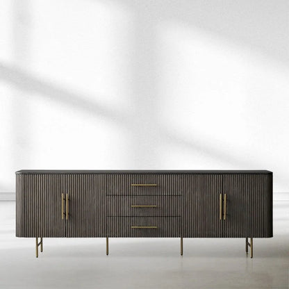 Finnley Marble Top Sideboard Wood Bluestone Top Buffet Cabinet with Drawers