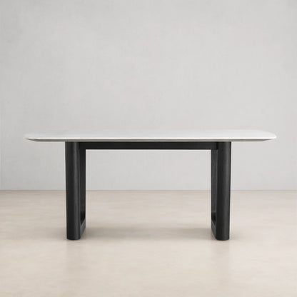 Saint Germain Marble Top Dining Table With Wood Rennes & metal Base