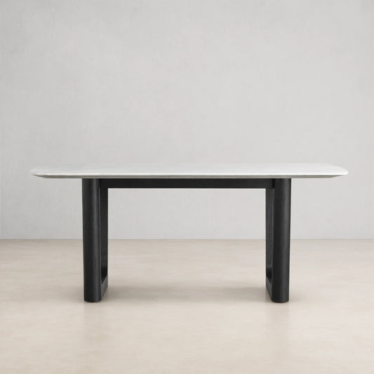 Saint Germain Marble Top Dining Table With Wood Rennes & metal Base