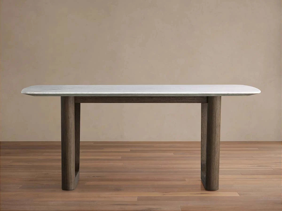 Saint Germain Marble Top Dining Table With Wood Rennes & metal Base