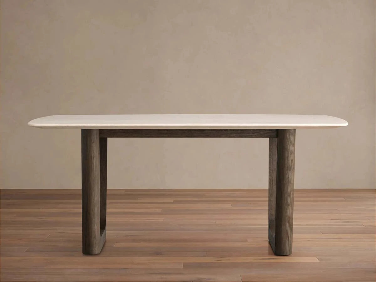 Saint Germain Marble Top Dining Table With Wood Rennes & metal Base