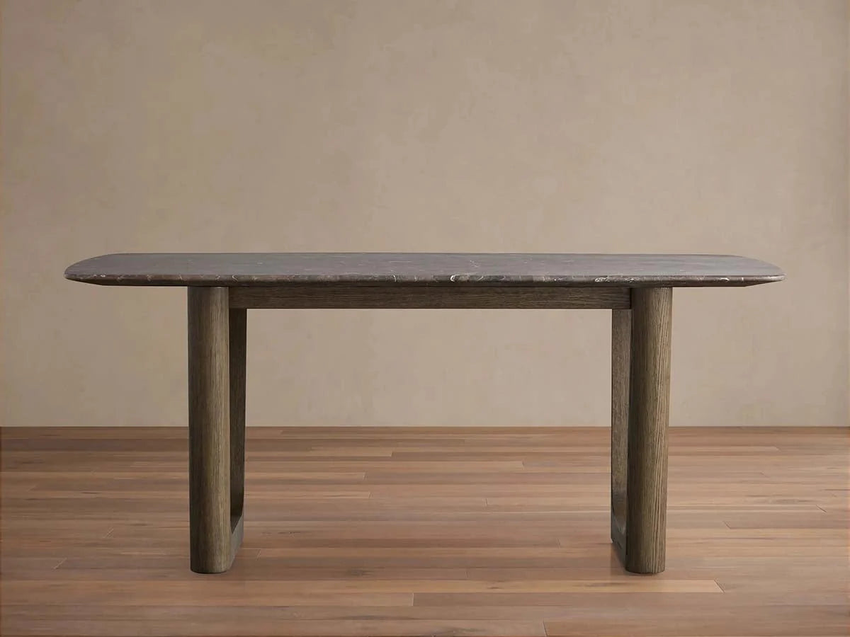 Saint Germain Marble Top Dining Table With Wood Rennes & metal Base