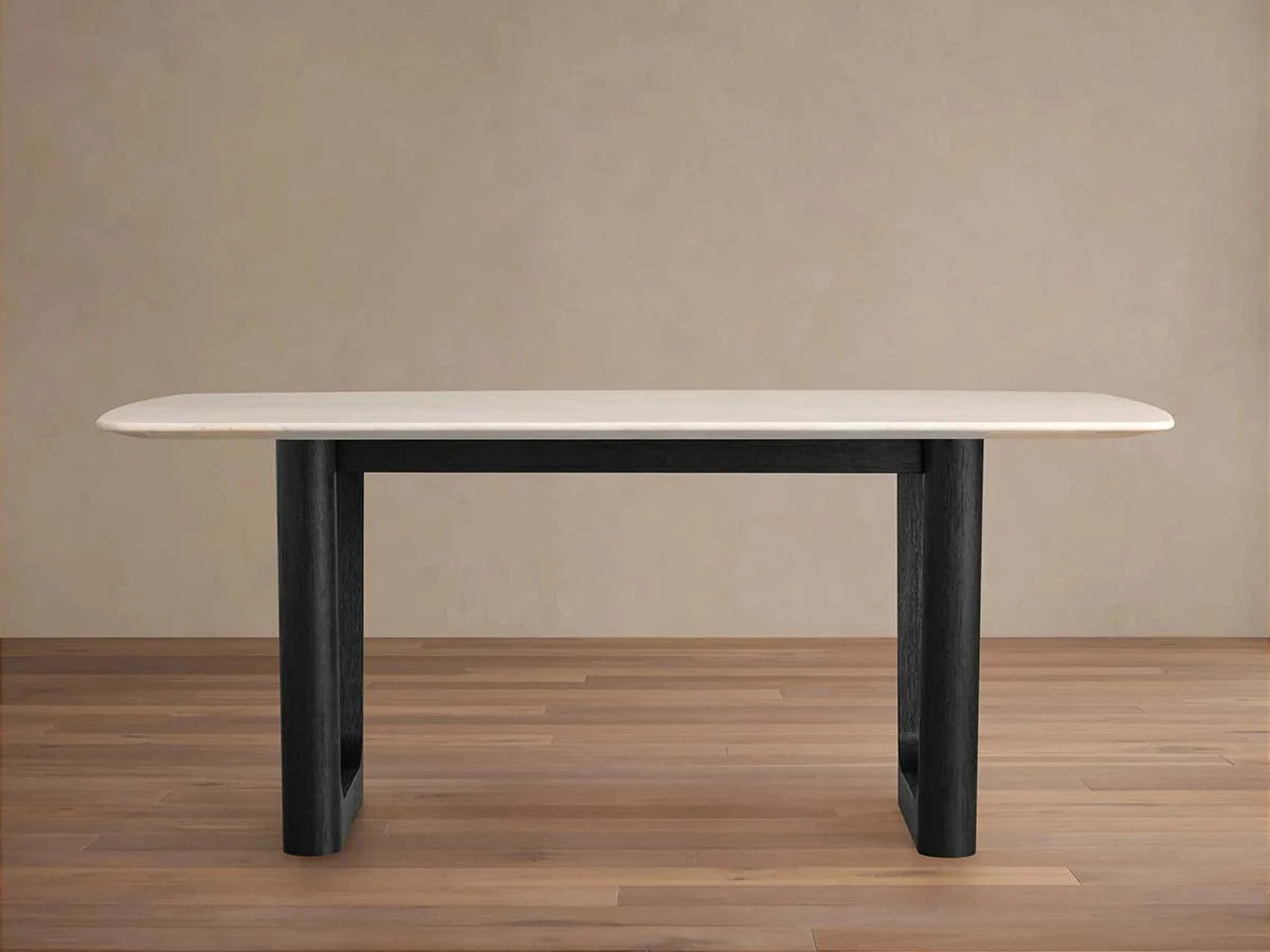 Saint Germain Marble Top Dining Table With Wood Rennes & metal Base
