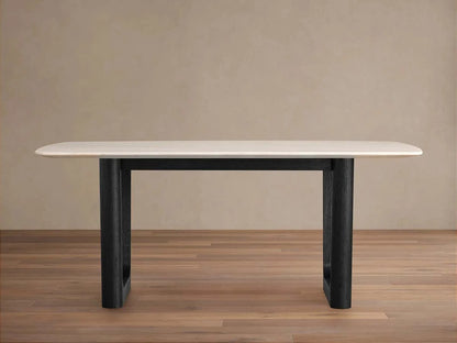 Saint Germain Marble Top Dining Table With Wood Rennes & metal Base