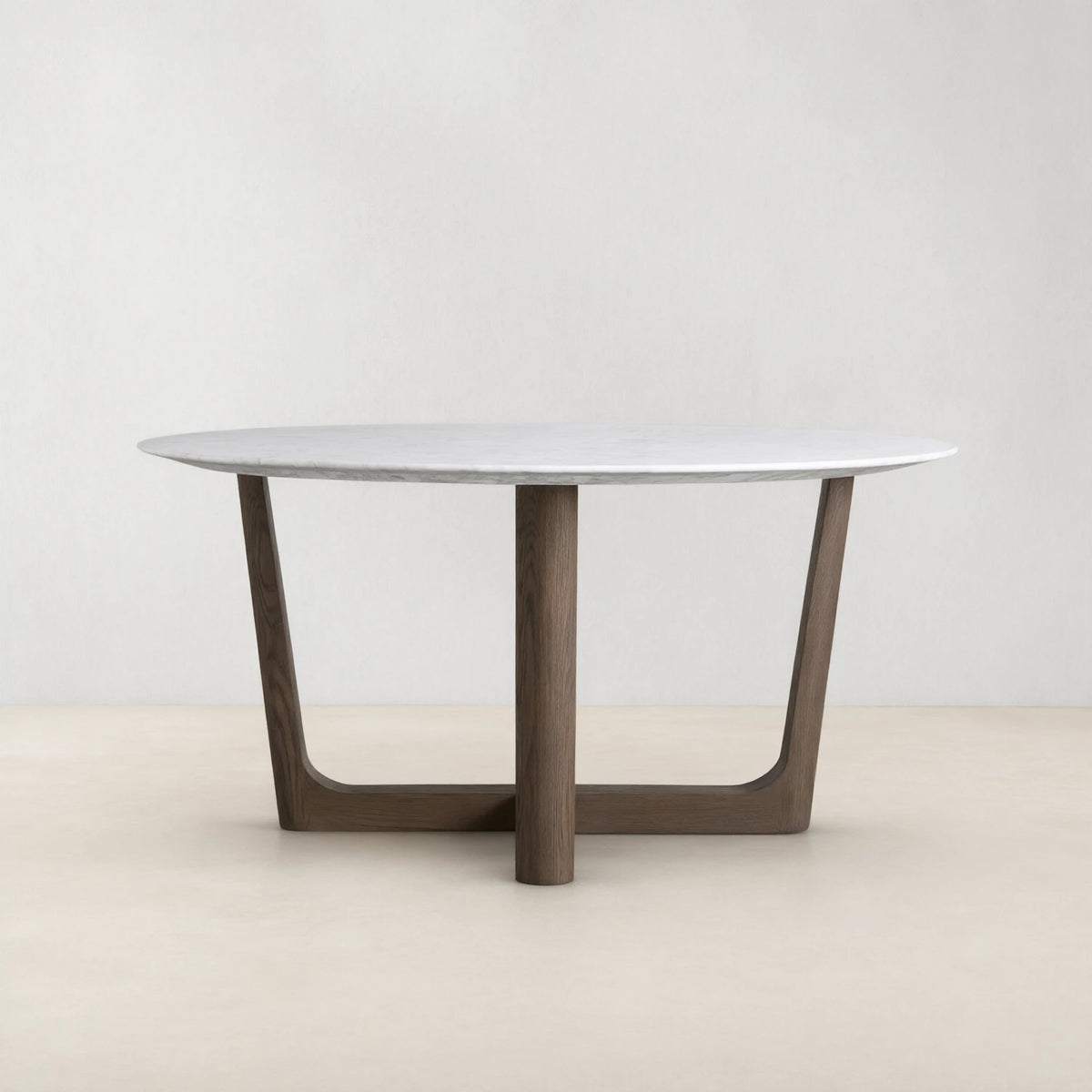 Saint Germain Carrara Marble Top Round Dining Table With Wood Rennes Base