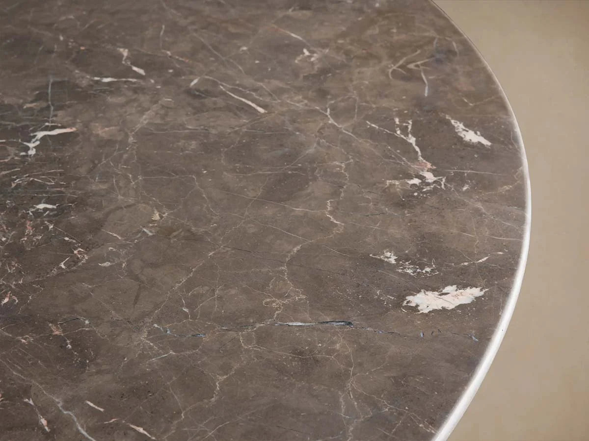 Saint Germain Carrara Marble Top Round Dining Table With Wood Rennes Base