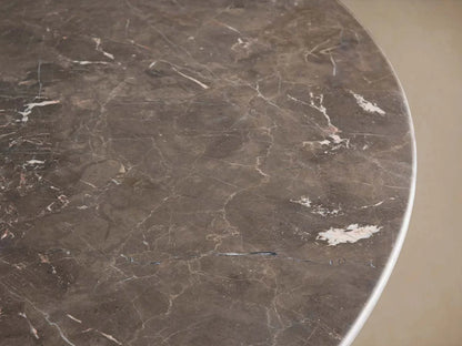 Saint Germain Carrara Marble Top Round Dining Table With Wood Rennes Base