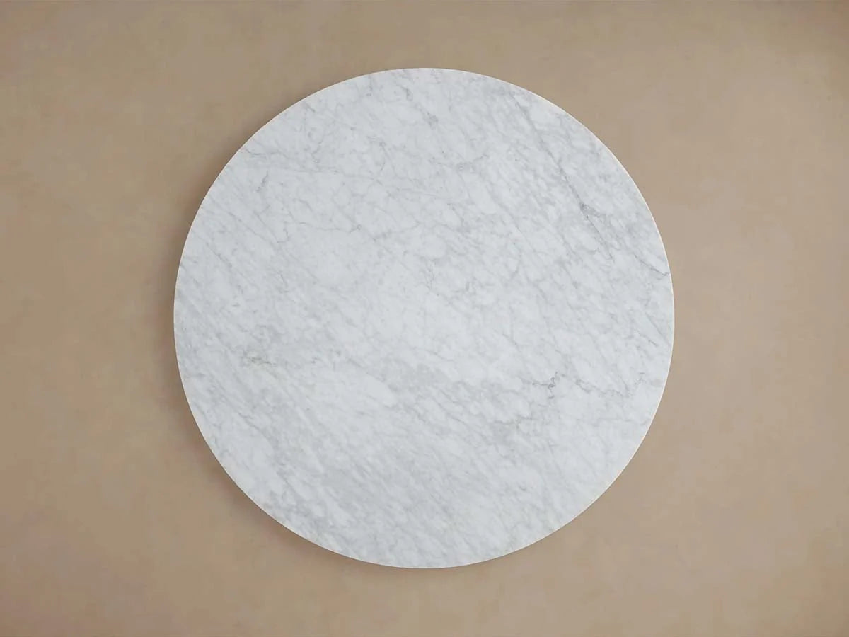 Saint Germain Carrara Marble Top Round Dining Table With Wood Rennes Base