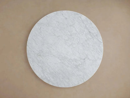 Saint Germain Carrara Marble Top Round Dining Table With Wood Rennes Base