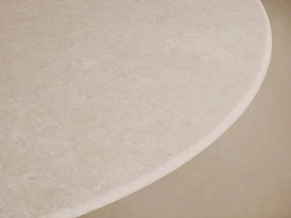Saint Germain Carrara Marble Top Round Dining Table With Wood Rennes Base