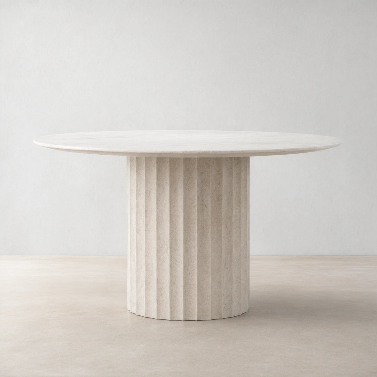 Danae Round Marble Stone Dining Table With Roman Column Base