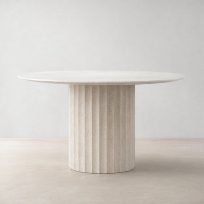 Danae Round Marble Stone Dining Table With Roman Column Base