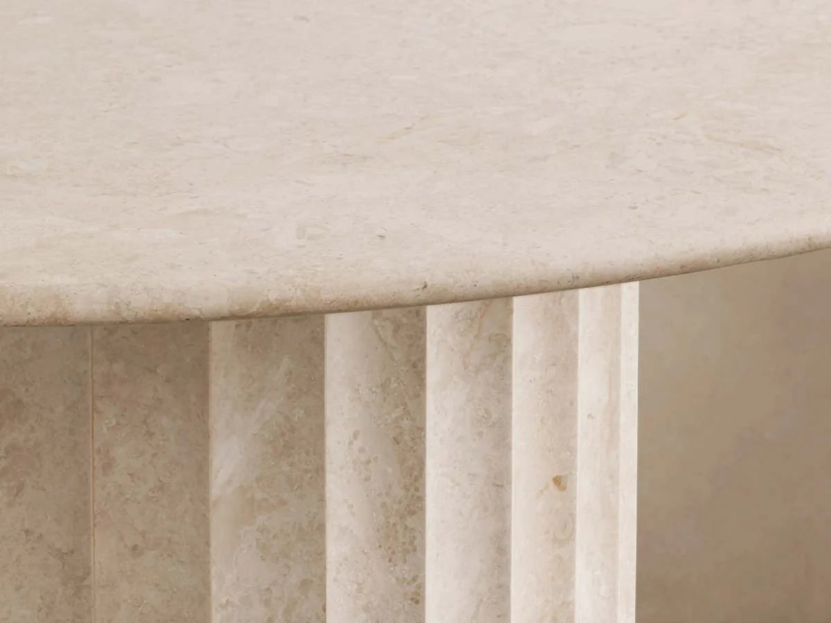 Danae Round Marble Stone Dining Table With Roman Column Base