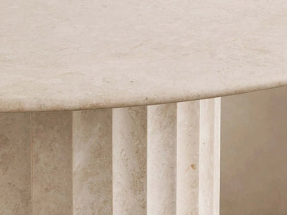 Danae Round Marble Stone Dining Table With Roman Column Base