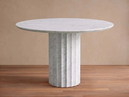 Danae Round Marble Stone Dining Table With Roman Column Base
