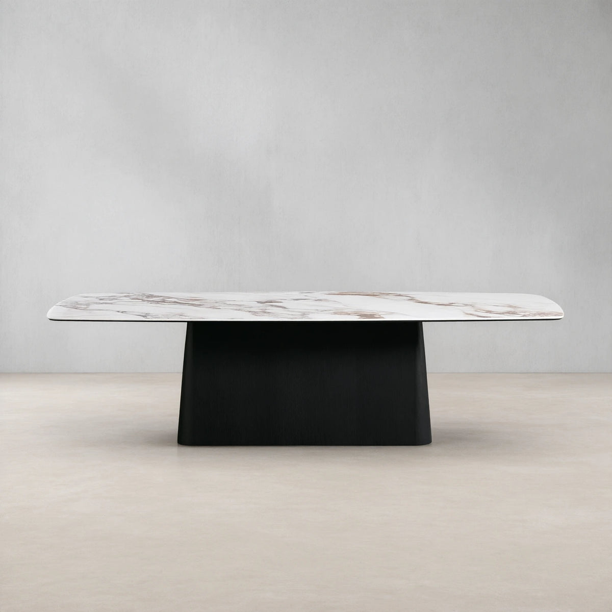 Vincenza Marble Top Dining Table with Wood Toulouse Base
