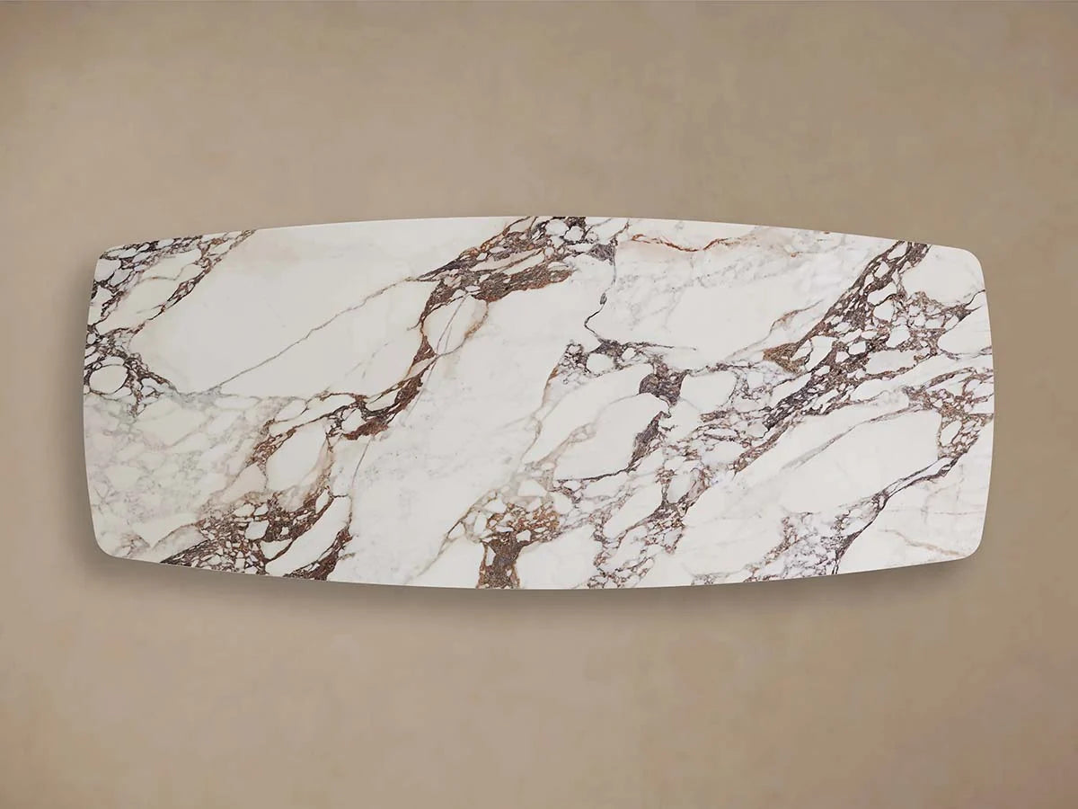 Vincenza Marble Top Dining Table with Wood Toulouse Base