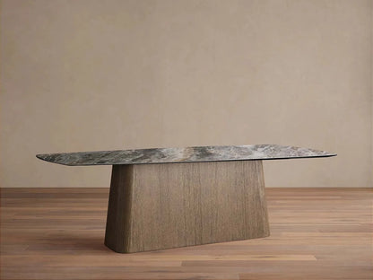 Vincenza Marble Top Dining Table with Wood Toulouse Base