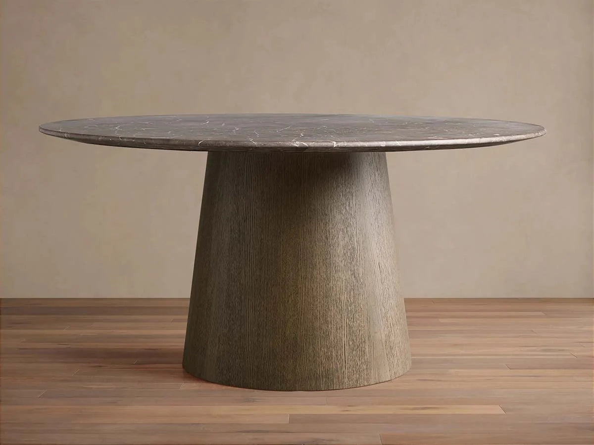 Saint Germain Round Marble Top Dining Table With Wood Toulouse Base