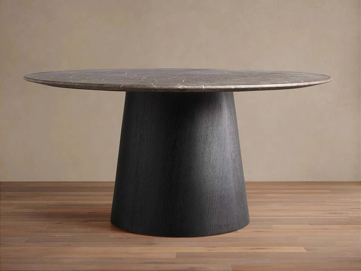 Saint Germain Round Marble Top Dining Table With Wood Toulouse Base