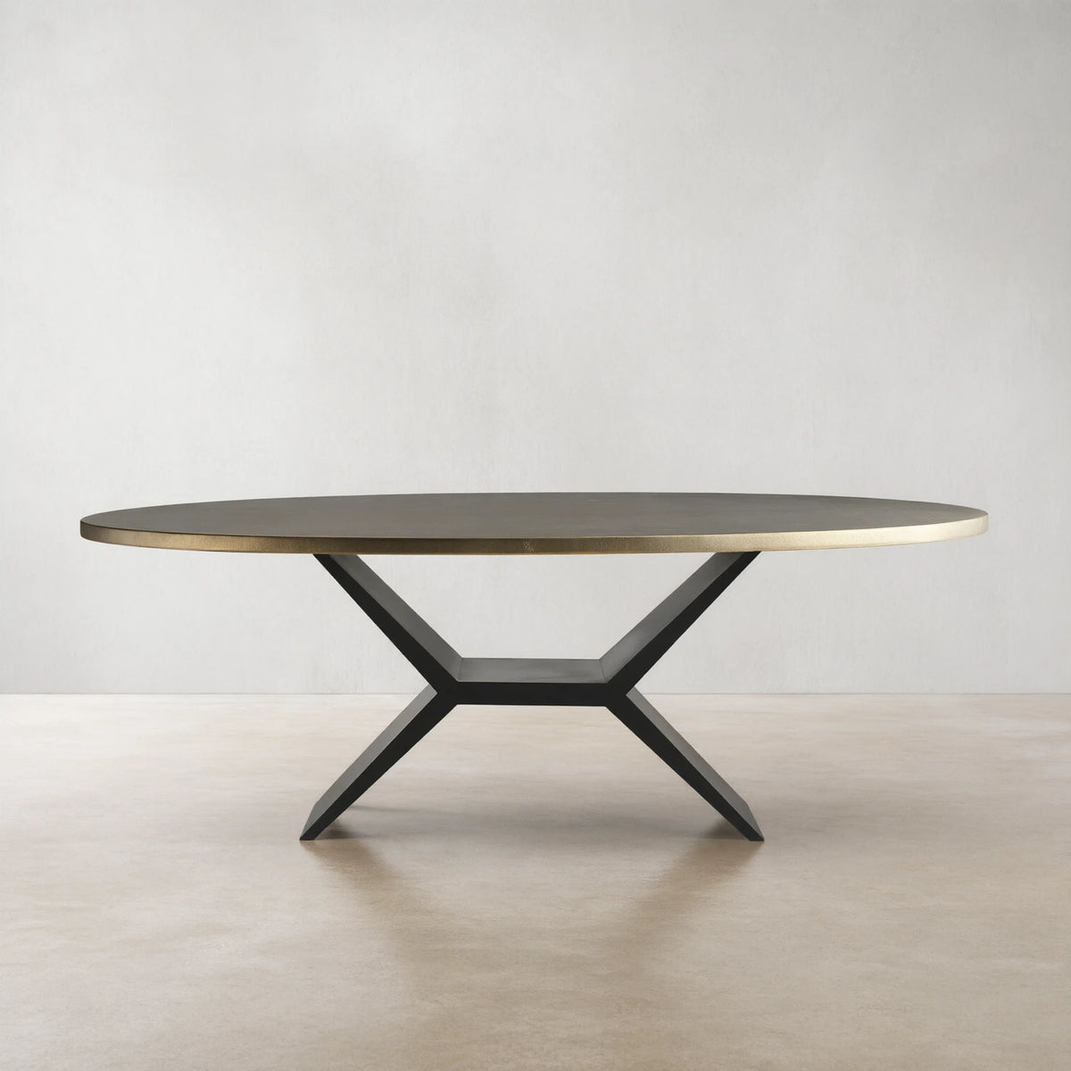 Recycled Metal Dining Table With Vertex Iron Base