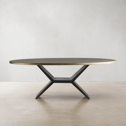 Recycled Metal Dining Table With Vertex Iron Base