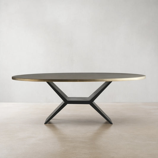 Recycled Metal Dining Table With Vertex Iron Base