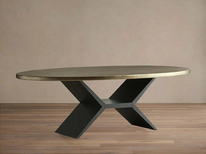 Recycled Metal Dining Table With Vertex Iron Base