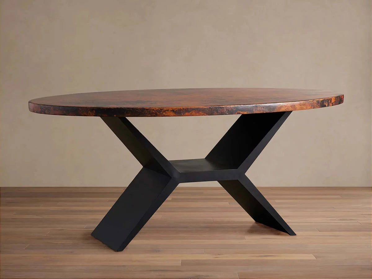 Recycled Metal Dining Table With Vertex Iron Base