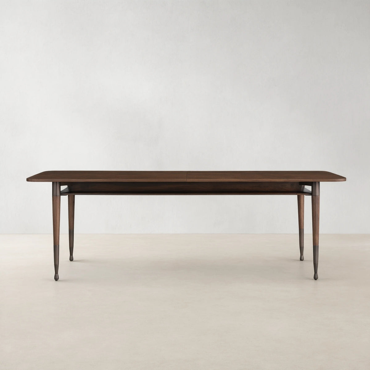 Ross Wood Extension Dining Table Walnut Mid-Century Dining Table with Self-Storing Leaf