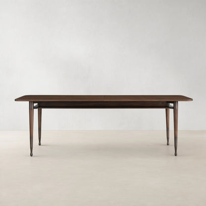 Ross Wood Extension Dining Table Walnut Mid-Century Dining Table with Self-Storing Leaf