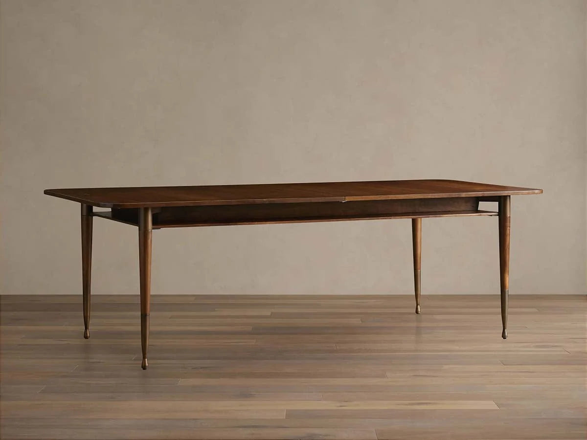 Ross Wood Extension Dining Table Walnut Mid-Century Dining Table with Self-Storing Leaf