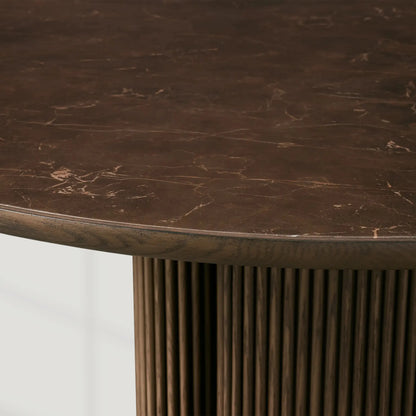 Astor Round Marble Top Dining Table With Oak Wood Base