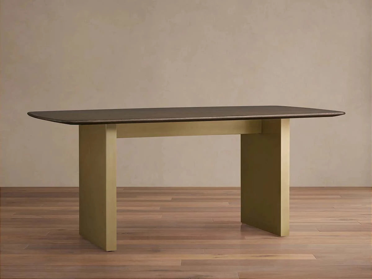 Saint Germain Rectangle Oak Top Dining Table with Wood Clement Base
