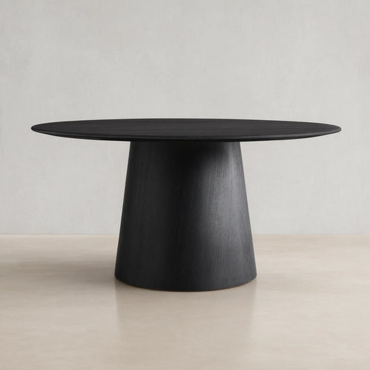 Saint Germain Round Oak Top Dining Table with Natural Wood Toulouse Base