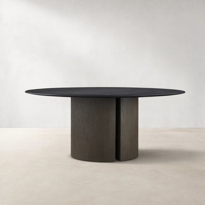 Saint Germain Round Oak Dining Table with Wood Dauphine Base
