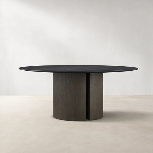 Saint Germain Round Oak Dining Table with Wood Dauphine Base