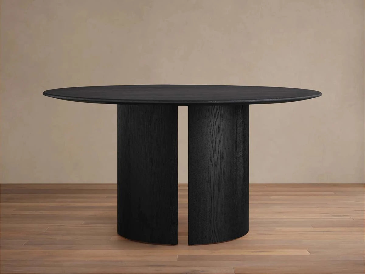 Saint Germain Round Oak Dining Table with Wood Dauphine Base