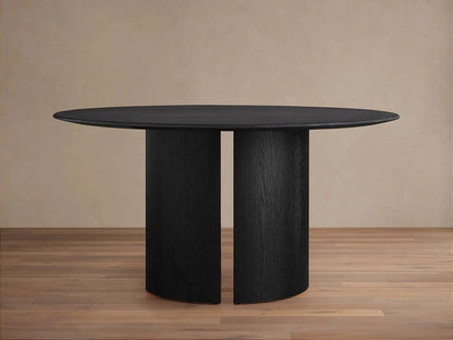 Saint Germain Round Oak Dining Table with Wood Dauphine Base