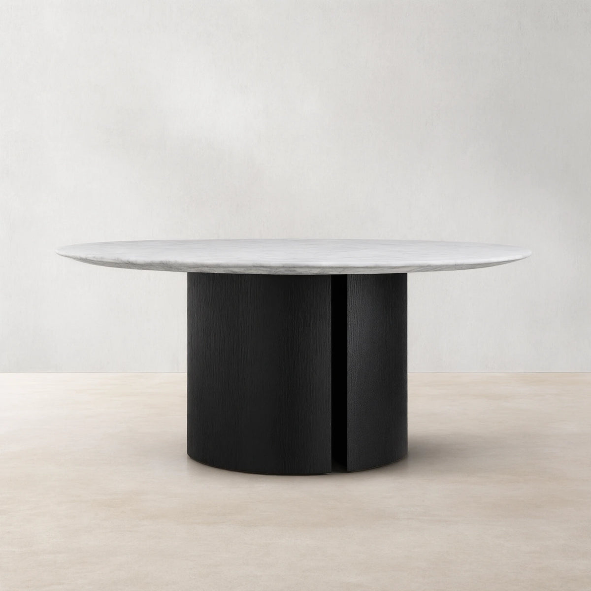 Saint Germain Round Marble Top Dining Table With Wood Dauphine Base