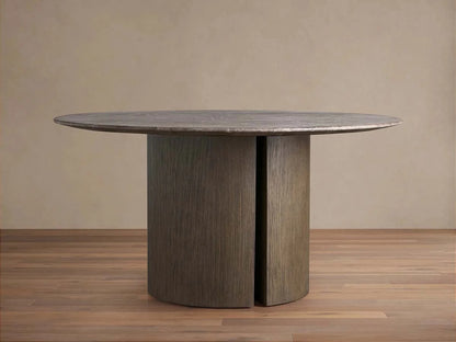 Saint Germain Round Marble Top Dining Table With Wood Dauphine Base