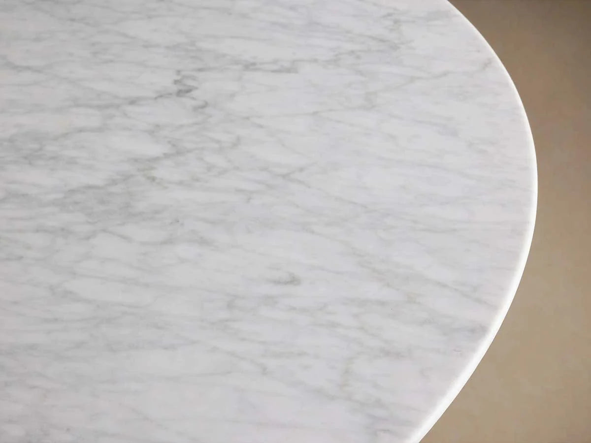 Saint Germain Round Marble Top Dining Table With Wood Dauphine Base